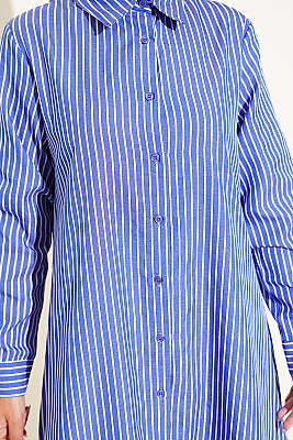 Basic Çizgili Uzun Tunik Saks - Tunik