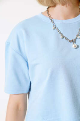 Basic Crop T-shirt Bebe Mavi - Kadın Giyim Modelleri