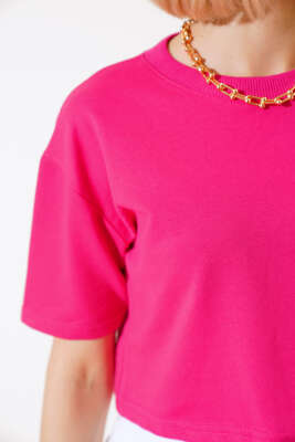 Basic Crop T-shirt Fuşya - Kadın Giyim Modelleri