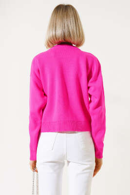 Basic Crop Triko Kazak Fuşya - Kadın Giyim Modelleri