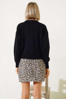 Basic Crop Triko Kazak Siyah - Kadın Giyim Modelleri