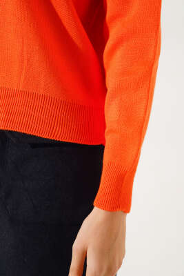 Basic Crop Triko Kazak Turuncu - Kadın Giyim Modelleri