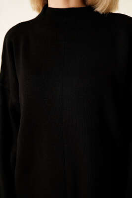 Basic Dik Yaka Triko İkili Takım Siyah - Kadın Giyim Modelleri