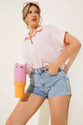 Basic Düğmeli Gömlek Pembe 