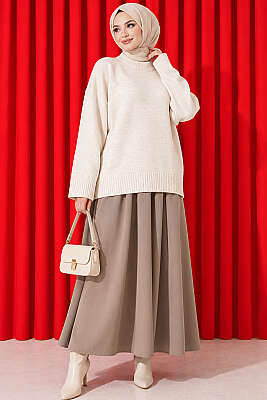 Basic Düşük Kollu Triko Tunik Taş - Tunik