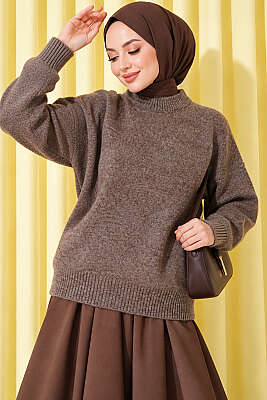 Basic Düşük Kollu Triko Tunik Vizon - Tunik