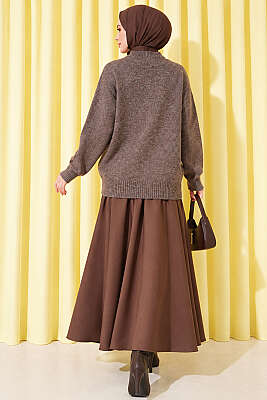 Basic Düşük Kollu Triko Tunik Vizon - Tunik