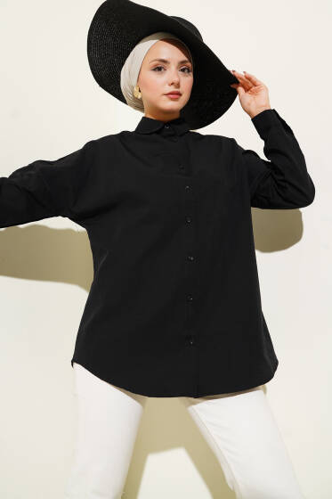 Basic Düz Gömlek Siyah - Gömlek
