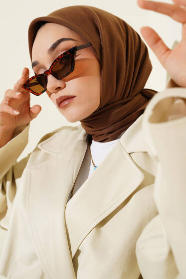 Basic Düz Kışlık Eşarp Açık Kahve - Başörtüsü