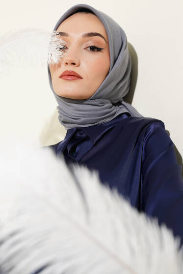 Basic Düz Kışlık Eşarp Gri - Başörtüsü
