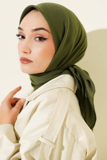 Basic Düz Kışlık Eşarp Haki - Başörtüsü