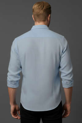 Basic Erkek Keten Gömlek Bebe Mavi - Erkek Gömlek