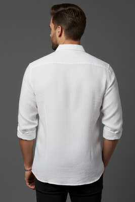Basic Erkek Keten Gömlek Beyaz - Erkek Gömlek