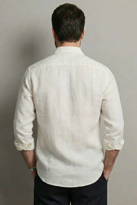 Basic Erkek Keten Gömlek Taş - Erkek Gömlek