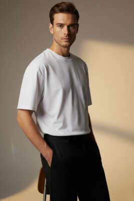 Basic Erkek T-shirt Beyaz - GİESTO
