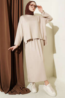 Basic Etekli İkili Takım Bej - ELFİDA TEKSTİL