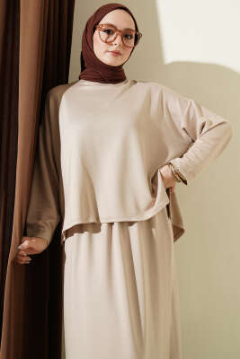 Basic Etekli İkili Takım Bej - İkili Takım