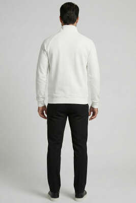 Basic Fermuarlı Erkek Hırka Ekru - Erkek Hırka