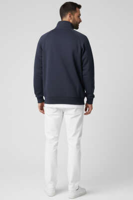 Basic Fermuarlı Erkek Hırka Füme - Yeni Erkek Giyim