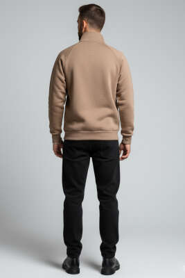 Basic Fermuarlı Erkek Hırka Kahve - Yeni Erkek Giyim