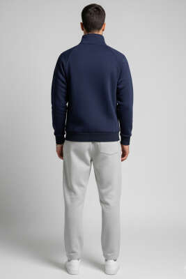 Basic Fermuarlı Erkek Hırka Lacivert - Yeni Erkek Giyim