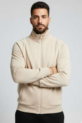 Basic Fermuarlı Erkek Hırka Taş - WİPEOUT