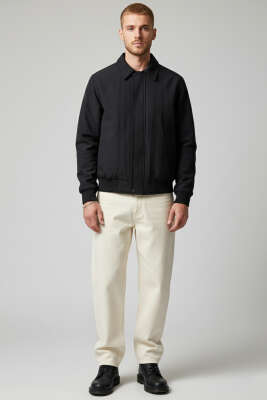 Basic Fermuarlı Erkek Mont Siyah - Erkek Mont