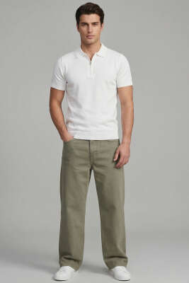 Basic Fermuarlı Merserize Erkek T-shirt Beyaz - Erkek T-shirt