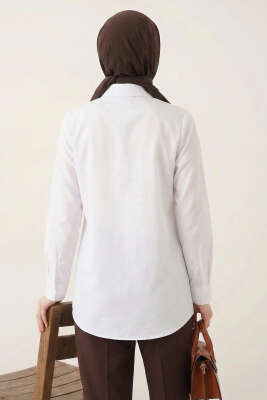 Basic Gizli Düğmeli Gömlek Beyaz - Yılın Fırsatı