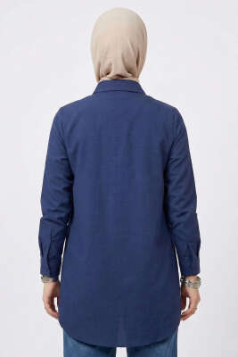 Basic Gizli Düğmeli Gömlek Lacivert - Gömlek