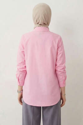Basic Gizli Düğmeli Gömlek Pembe - Yılın Fırsatı