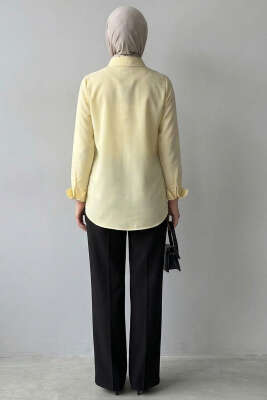 Basic Gizli Düğmeli Gömlek Sarı - Yılın Fırsatı