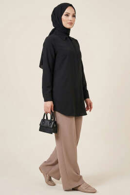 Basic Gizli Düğmeli Gömlek Siyah - Gömlek