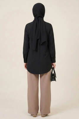 Basic Gizli Düğmeli Gömlek Siyah - Gömlek