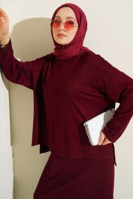 Basic Etekli İkili Takım Bordo - İkili Takım