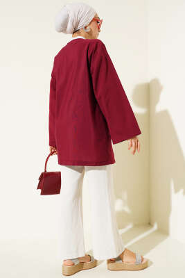 Basic İp Bağlamalı Kimono Bordo - Dış Giyim&Mont
