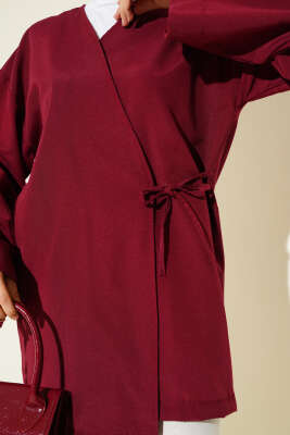 Basic İp Bağlamalı Kimono Bordo - Dış Giyim&Mont