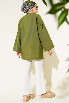 Basic İp Bağlamalı Kimono Haki - Dış Giyim&Mont