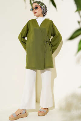 Basic İp Bağlamalı Kimono Haki - Dış Giyim&Mont