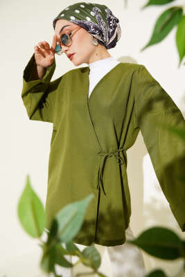 Basic İp Bağlamalı Kimono Haki 