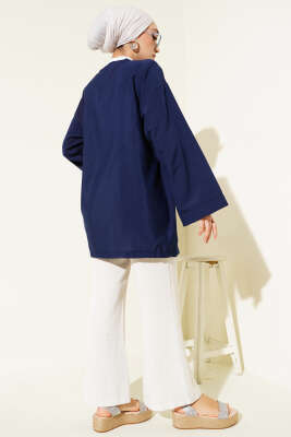 Basic İp Bağlamalı Kimono Lacivert - Dış Giyim&Mont