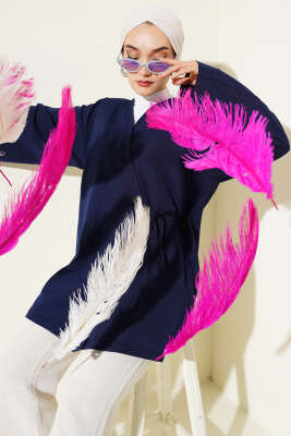 Basic İp Bağlamalı Kimono Lacivert 