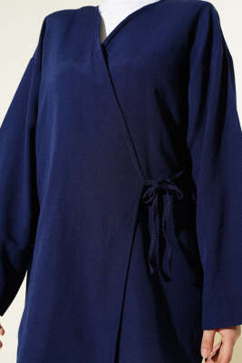 Basic İp Bağlamalı Kimono Lacivert - Dış Giyim&Mont