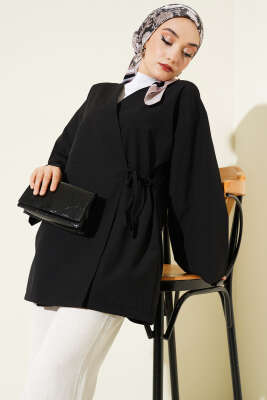 Basic İp Bağlamalı Kimono Siyah - Dış Giyim&Mont