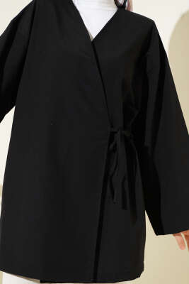 Basic İp Bağlamalı Kimono Siyah - Dış Giyim&Mont