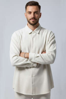 Basic Kadife Erkek Gömlek Taş - BY MAMİ