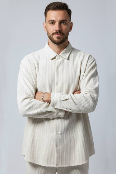 Basic Kadife Erkek Gömlek Taş - Erkek Gömlek