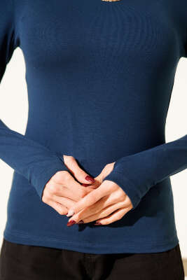 Basic Kayık Yaka Bluz İndigo - Kadın Giyim Modelleri