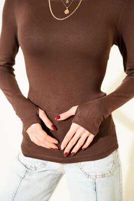 Basic Kayık Yaka Bluz Kahve - Kadın Giyim Modelleri