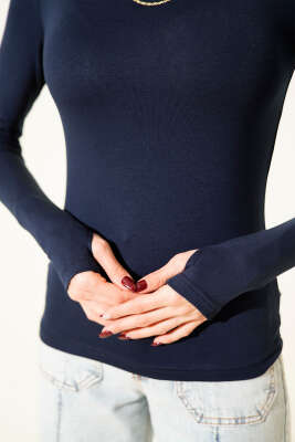 Basic Kayık Yaka Bluz Lacivert - Kadın Giyim Modelleri